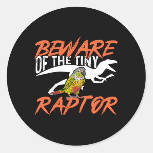 Green Cheek Conure Beware Of The Tiny Raptor Bird  Classic Round Sticker