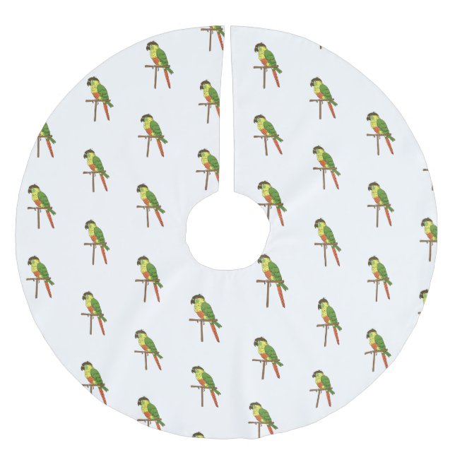 Green Cheek Conure Christmas Tree Skirt (Front)