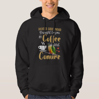 Green Cheek Conure - Good Coffee and Conure Parrot Hoodie