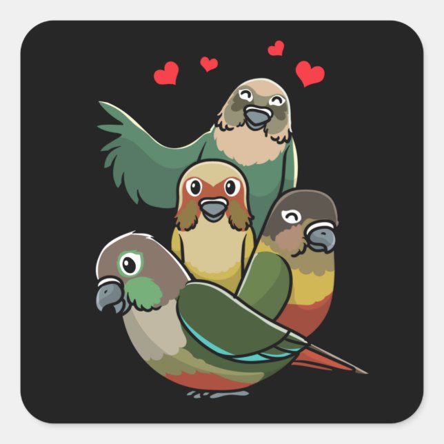 Green Cheek Conure Green-Cheeked Parakeet Parrot Square Sticker (Front)