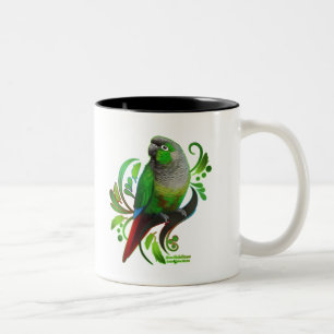 Green Cheeked Conure Two-Tone Coffee Mug