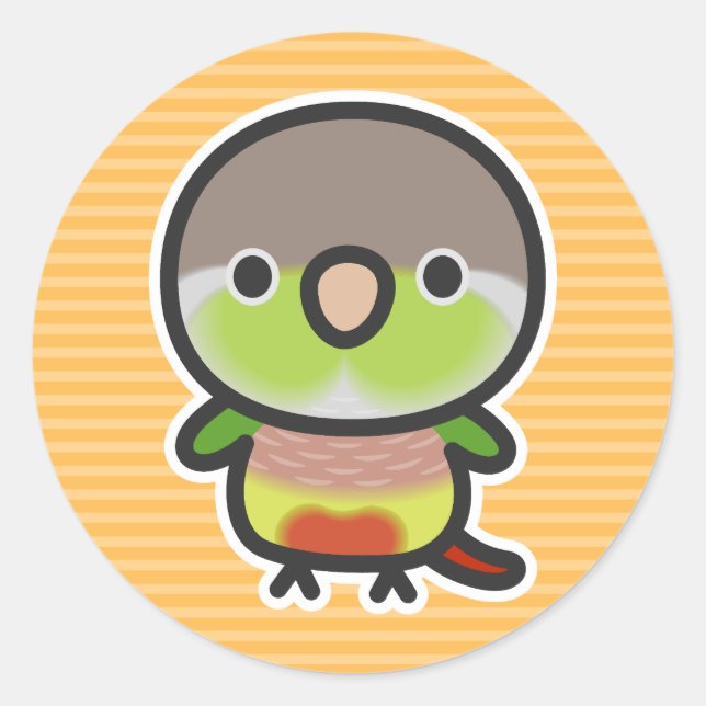 Green-cheeked parakeet / Pineapple Classic Round Sticker (Front)