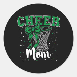 Green Cheer Mom Bow Sport Basball Game Classic Round Sticker
