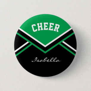 Green Cheerleader Cheer 2 Inch Round Button