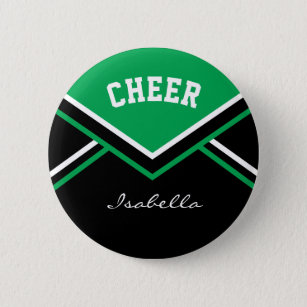 Green Cheerleader Cheer 2 Inch Round Button