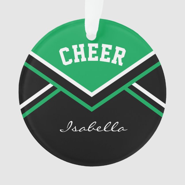 Green Cheerleader 📣💖 Cheer Ornament (Front)