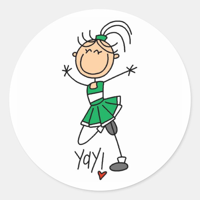 Green Cheerleader Classic Round Sticker (Front)