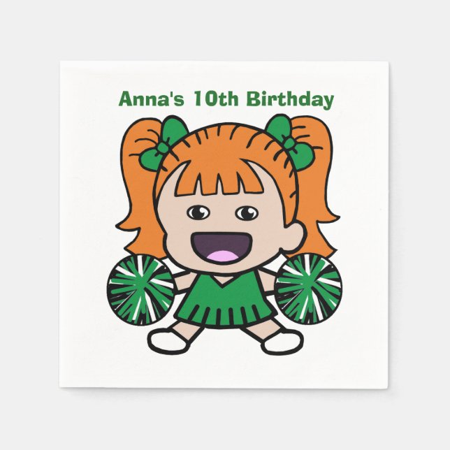 Green Cheerleader Paper Napkins (Front)