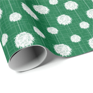 Green Cheerleader Pom Pom Pattern Wrapping Paper