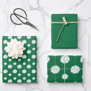 Green Cheerleader Pom Pom Pattern Wrapping Paper Sheet