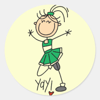 Green Cheerleader Tshirts and Gifts Classic Round Sticker