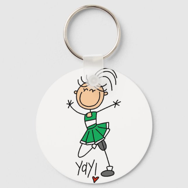 Green Cheerleader Tshirts and Gifts Keychain (Front)