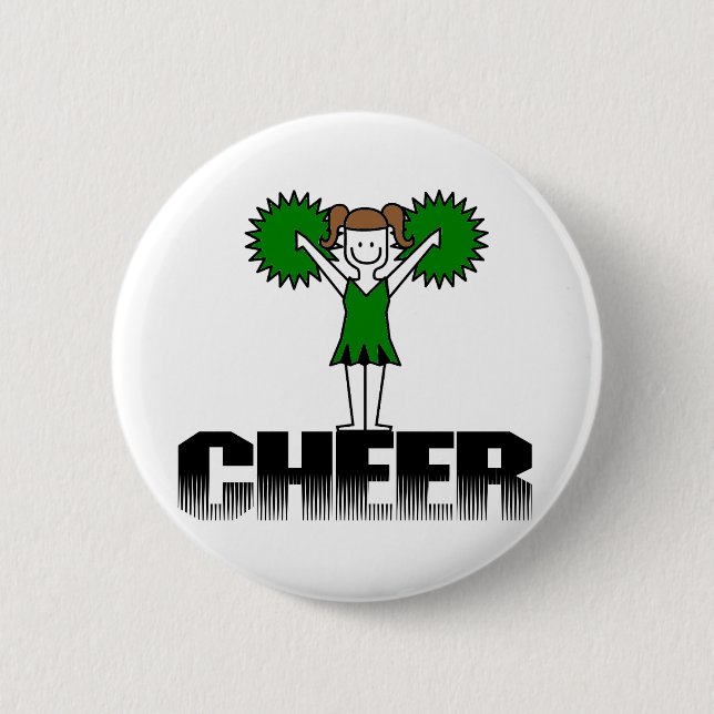 Green Cheerleading T-shirts and Gifts 2 Inch Round Button (Front)