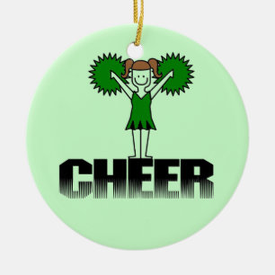 Green Cheerleading T-shirts and Gifts Ceramic Ornament