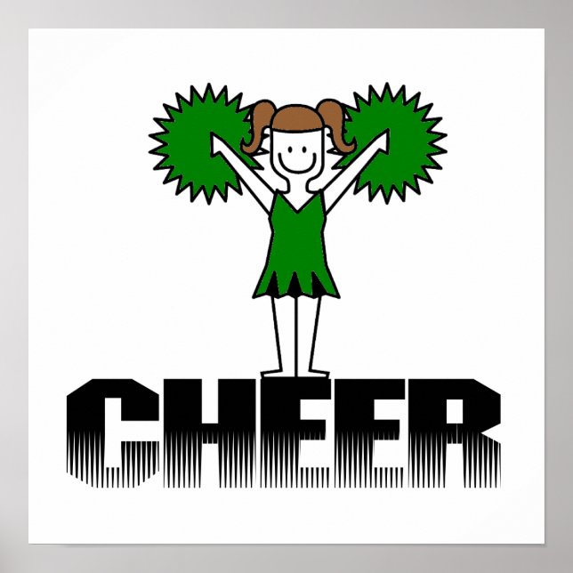 Green Cheerleading T-shirts and Gifts Poster (Front)