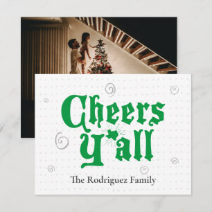 Green Cheers Y'all Photo Holiday Card