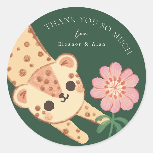 Green cheetah leopard jaguar panther kids Sticker (Front)