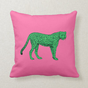 Green Cheetah Throw Pillow