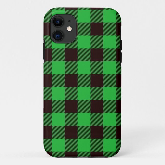 Green chequerboard Flannel iPhone case (Back)