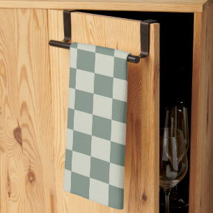 Green Chequerboard Kitchen Towel