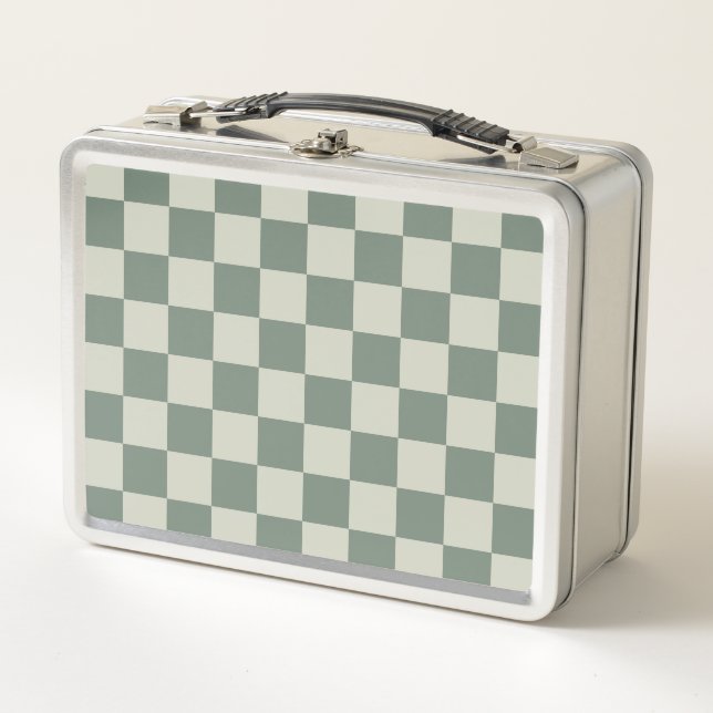 Green Chequerboard Metal Lunch Box (Front)