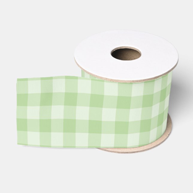 Green Chequerboard Pattern Grosgrain Ribbon (Spool)