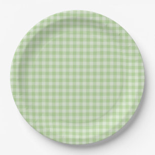 Green Chequerboard Pattern Paper Plate