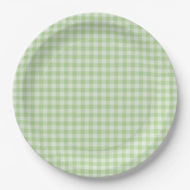 Green Chequerboard Pattern Paper Plate (Front)