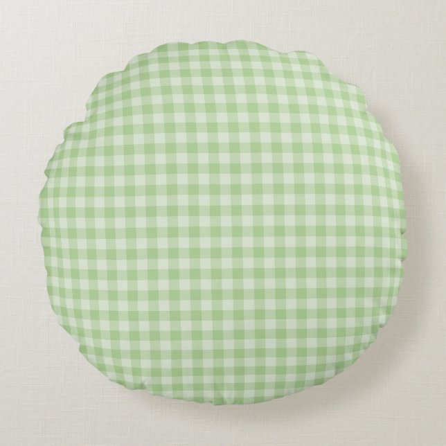 Green Chequerboard Pattern Round Pillow (Front)