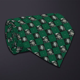 Green Chequerboard Photo Pattern 2 Photo Neck Tie