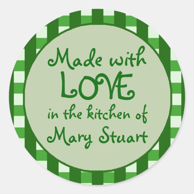 Green Chequered Border Canning Label Stickers (Front)