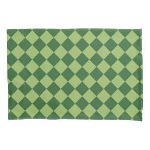 Green Chequered Diamond Pattern Pillowcase