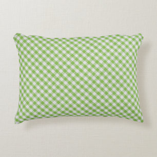 Green chequered fabric: closeup texture. accent pillow