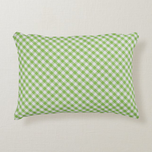 Green chequered fabric: closeup texture. accent pillow (Front)