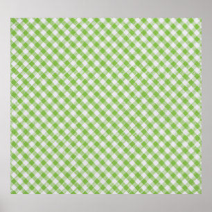 Green chequered fabric: closeup texture. poster