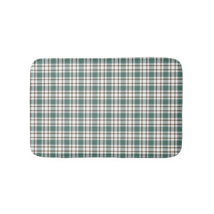 green chequered light tartan pattern bath mat