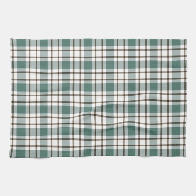 green chequered light tartan pattern kitchen towel (Horizontal)