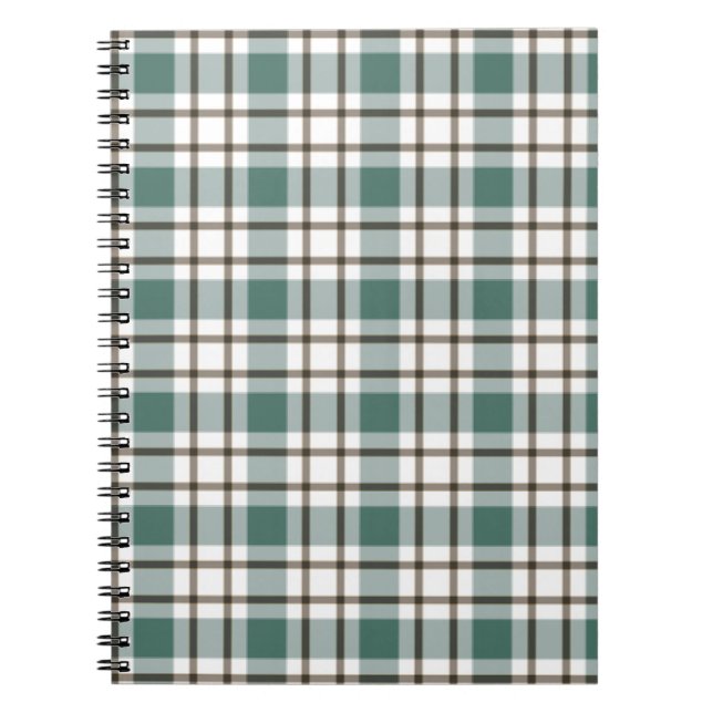 green chequered light tartan pattern notebook (Front)