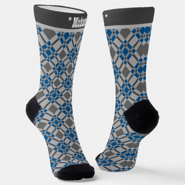 green chequered light tartan pattern socks (Angled)