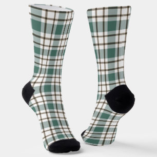 green chequered light tartan pattern socks