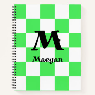 Green Chequered Pattern Background Notebook