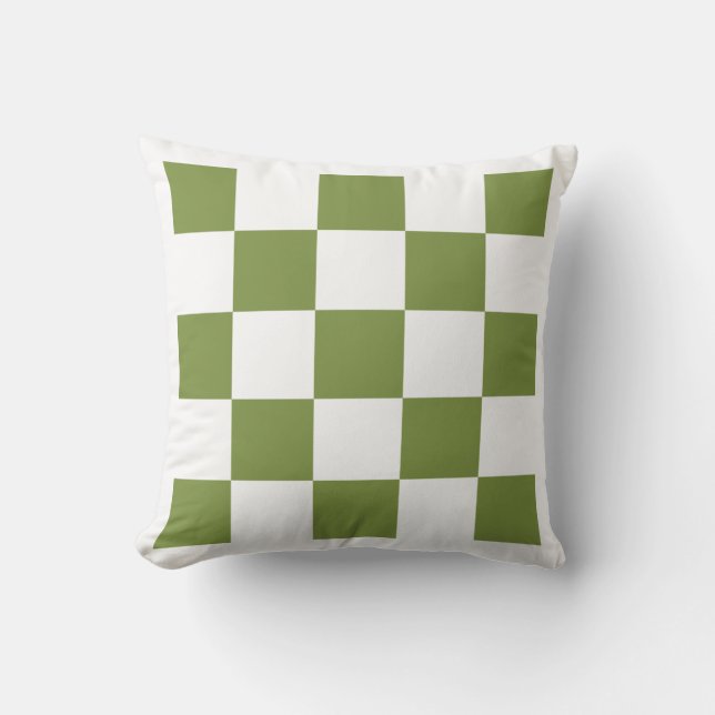 Green Chequered Throw Pillow (Front)