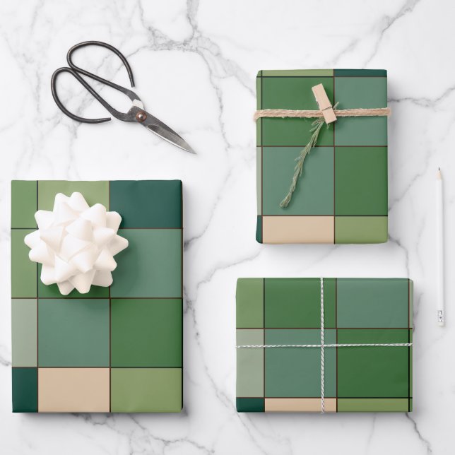 Green Chequered  Wrapping Paper Sheet (Front)