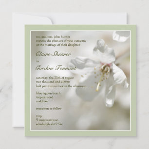 Green Cherry Blossom Wedding Invitation