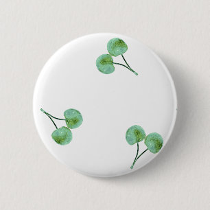 Green Cherry Pattern 2 Inch Round Button