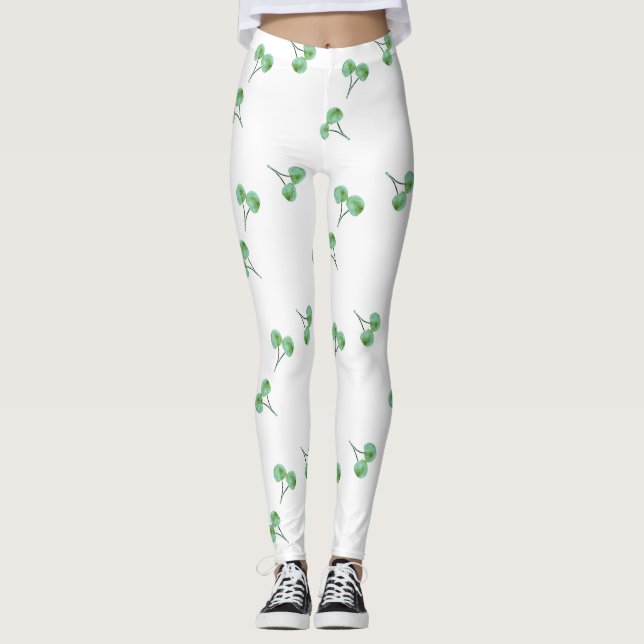 Green Cherry Pattern Leggings (Front)