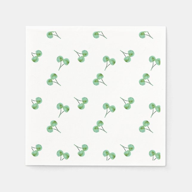 Green Cherry Pattern Napkin (Front)