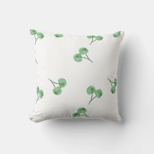 Green Cherry Pattern Throw Pillow