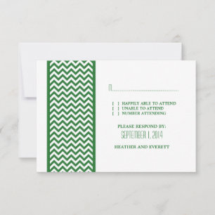Green Chevron Border RSVP Card