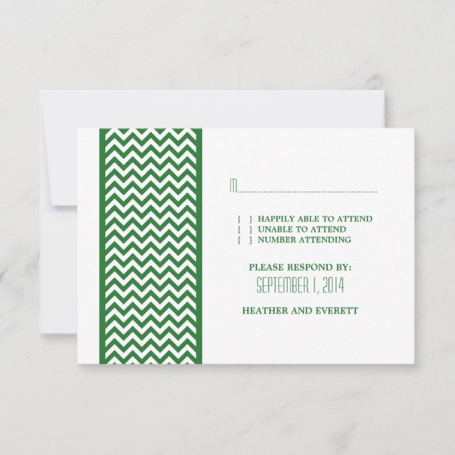 Green Chevron Border RSVP Card (Front)